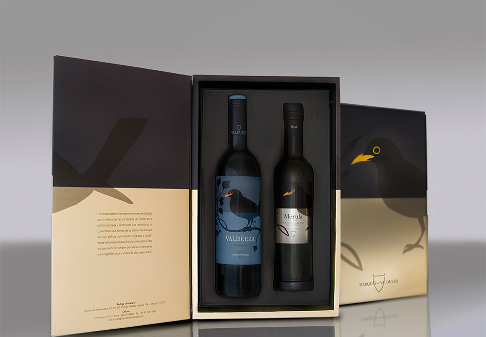 Pack Merula Gift Box with Red Wine Valdueza and Evoo Merula Bottle